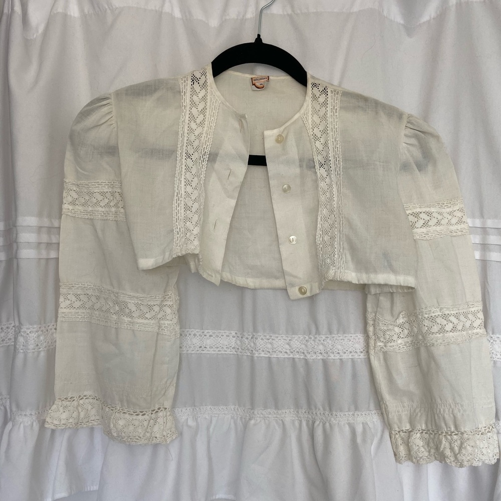 Vintage off-white cotton cropped jacket